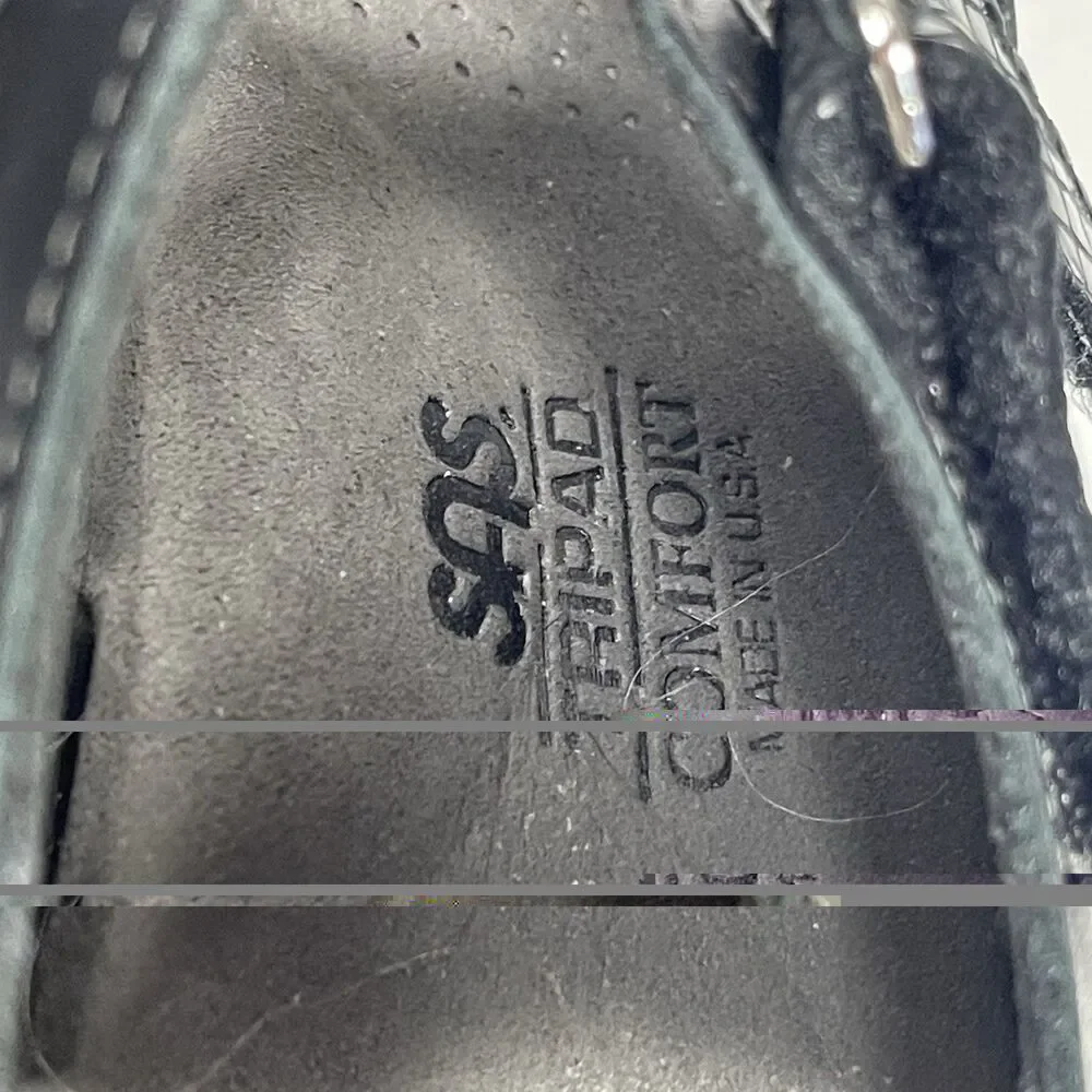 SAS Duo Women’s Black Leather Comfort Sandals Triple Strap Slides Size 8.5